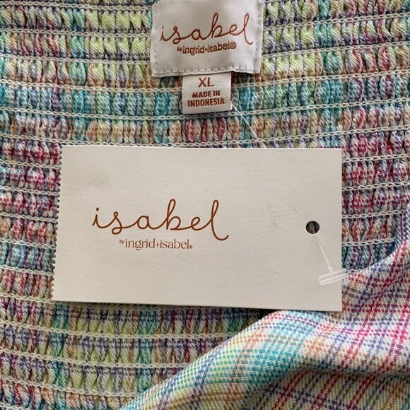 Isabel Maternity by Ingrid & Isabel Peek-a-boo Tie Front Top Size XL Multi Plaid - Picture 7 of 9